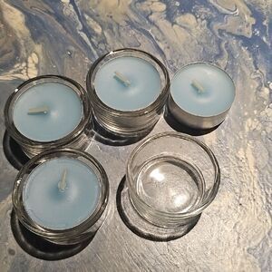 Blue Tealight Candle Set Of 4 With Glass Holders